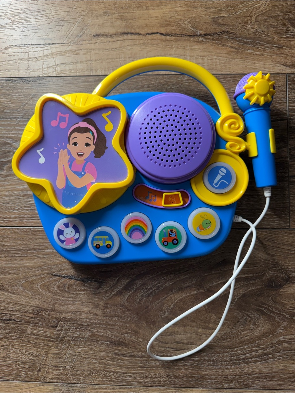 Mrs Rachel Singing Toy Microphone and Music Player - Blue & Yellow